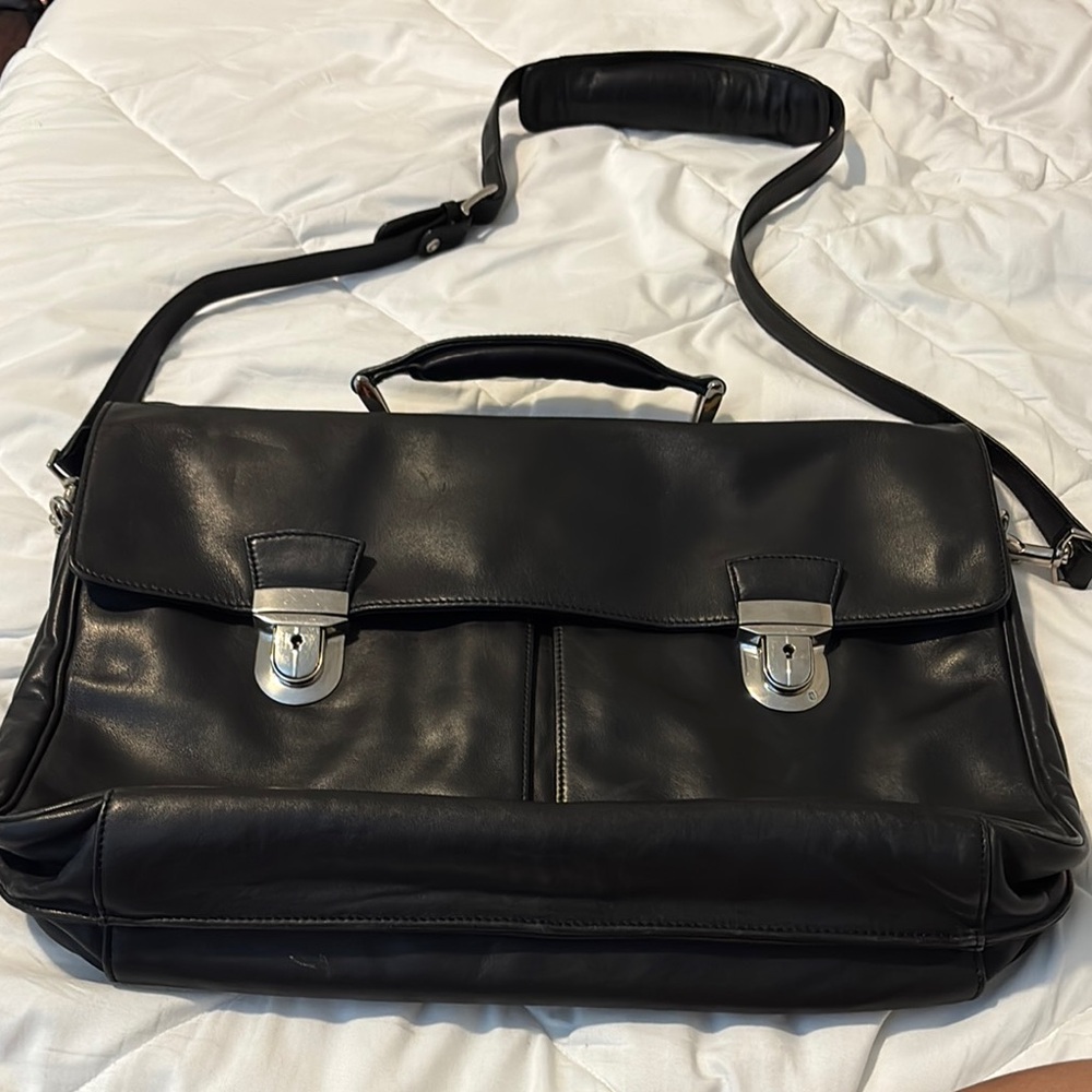 Pre-owned Levenger Black Fine Leather Tools Briefcase with Classic Design